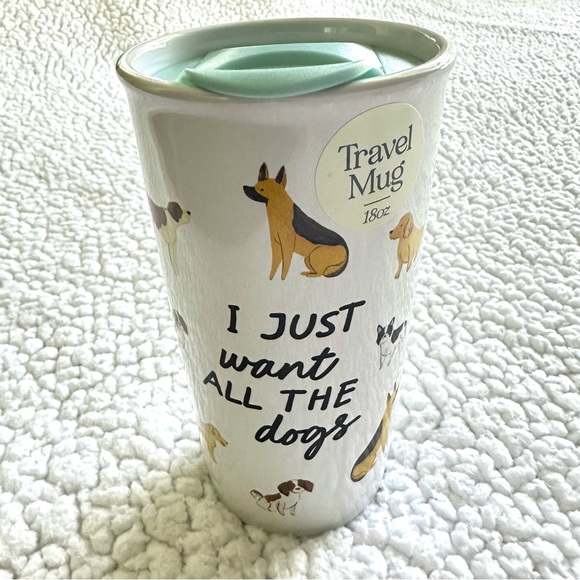 I JUST WANT ALL THE DOGS 18 oz travel mug with lid rubber gasket seal slider tab - Picture 14 of 14